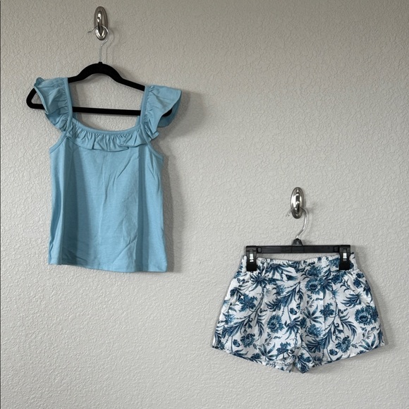 Janie and Jack Other - Janie and Jack Blue Floral Kids Matching Set size 5 6